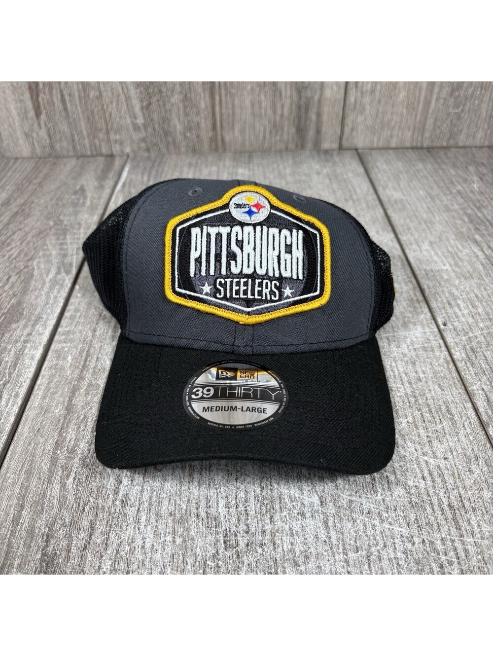 Pittsburgh Steelers New Era NFL 39Thirty Stretch Flex Fit Black Hat Cap Size M/L